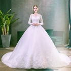 Элегантное кружевное свадебное платье принцессы цвета слоновой кости с вышивкой и Королевским шлейфом, милое платье, длинное платье для невесты