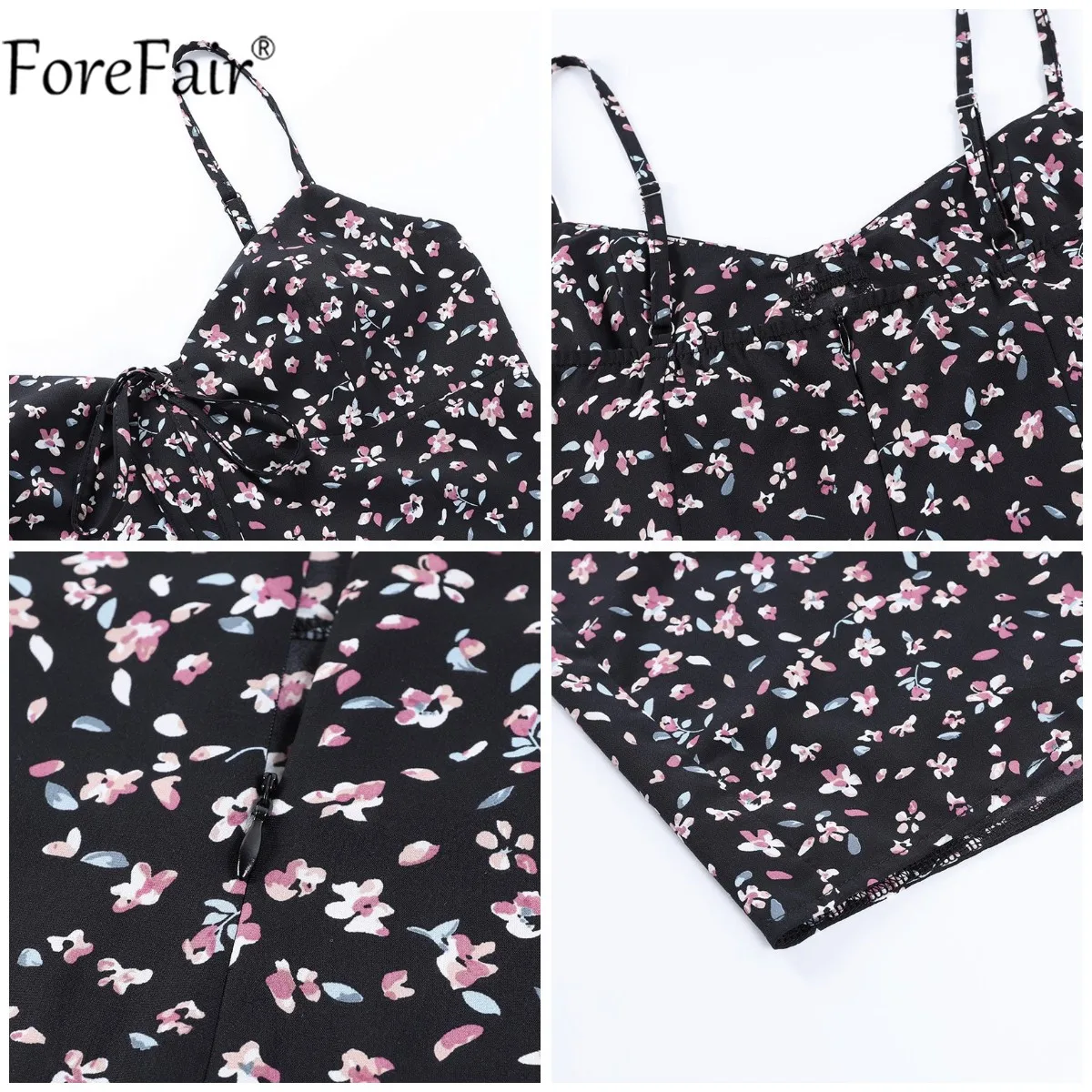 

Forefair V Neck Print Floral Sexy Dress Women 2021 Summer A-Line Beach Party Dresses Spaghetti Strap Boho Sleeveless Vestidos