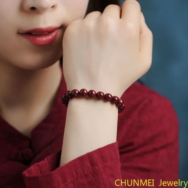 

Design High Content Cinnabar Bracelet Senior Carved Cinnabar Bracelet Men's and Women's Cinnabar Couple Single Circle Bracelet