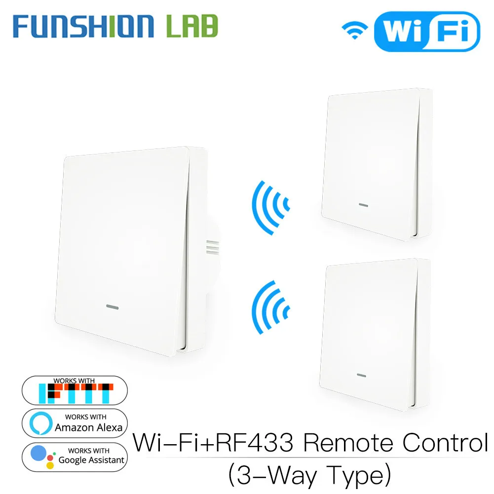 WiFi умный настенный выключатель света RF433 кнопочный передатчик Smart life Tuya