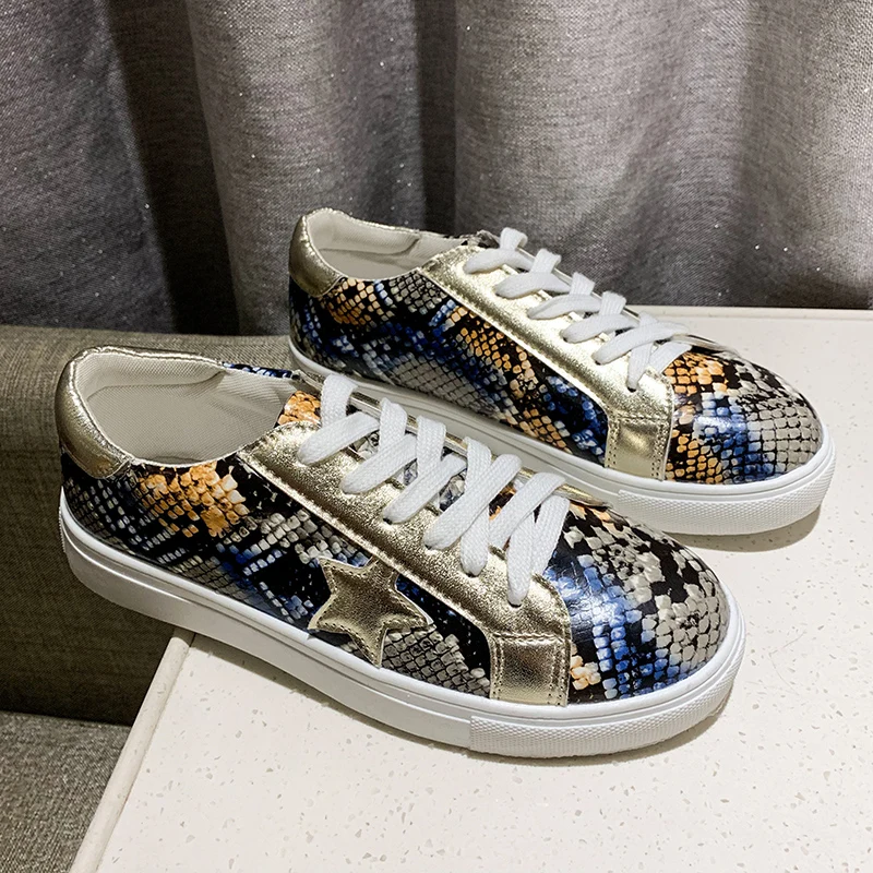 Women Sneakers Colorblock Fish Scale Abrasion-resistant Flats Fashion Casual Skate Walking Shoes | Спорт и развлечения