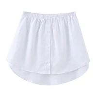 women fake shirt irregular skirt blouse tail hem cotton detachable underskirt elastic high waist split half slips skirt extender