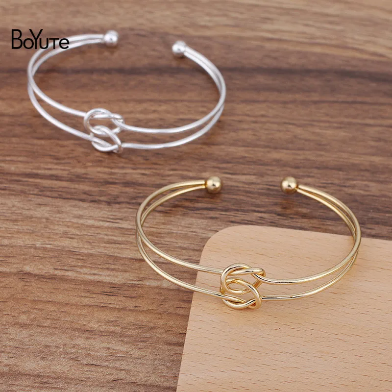 

BoYuTe (5 Pieces/Lot) 65*2MM Metal Iron Double Knot Bracelet Factory Direct Sale Diy Handmade Jewelry Accessories