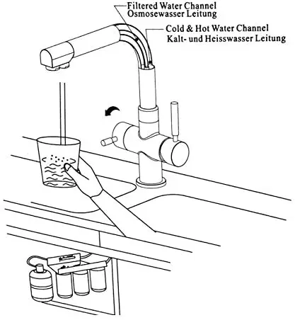 

KAIFEE Stainless Steel Deluxe 3-Way Kitchen Faucet for Reverse Osmosis System Lead Free 5years Warranty