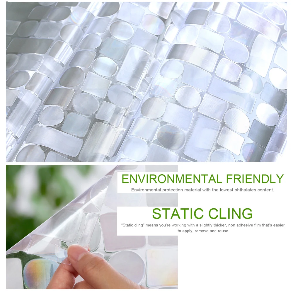 

Rainbow Static Frosted Glass Window Film Privacy Stained Glass Vinyl Self Adhesive Film 3D Blackout Window Sticker for Home Door