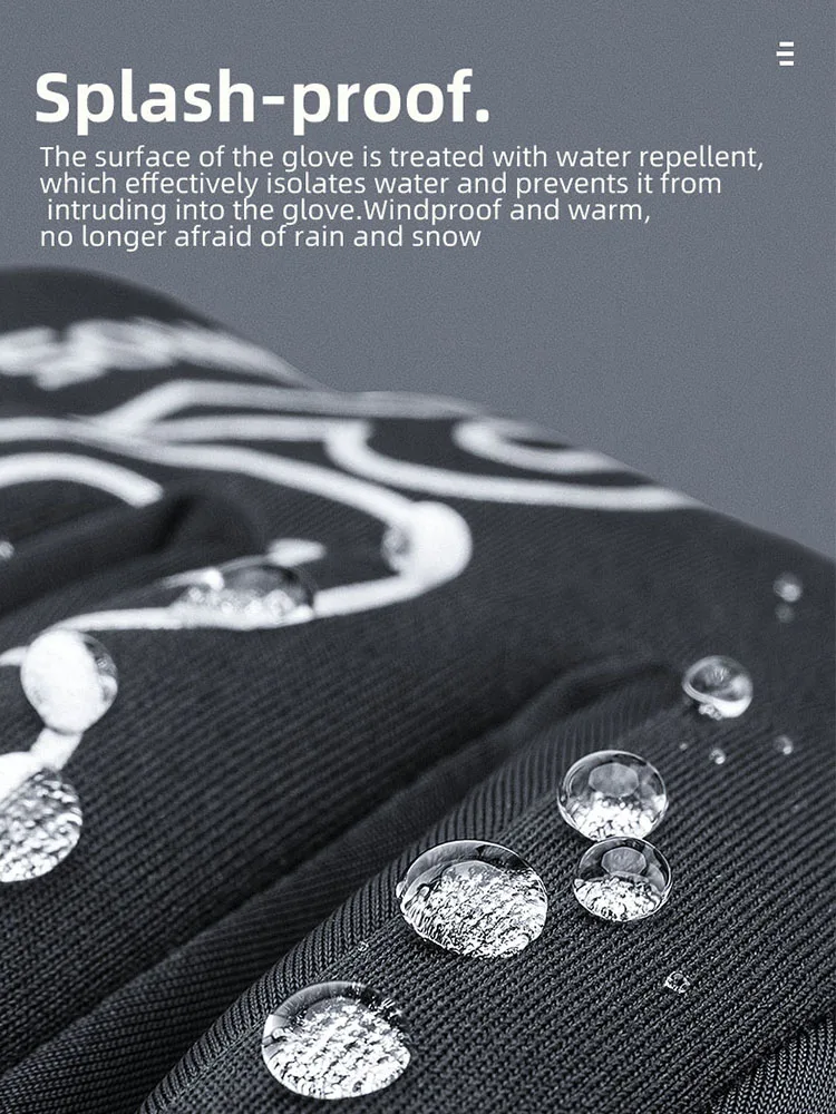 ROCKBROS Thermal Ski Gloves Men Women Winter Skiing Fleece Waterproof Snowboard Gloves Touch Screen Snow Motorcycle Warm Mittens