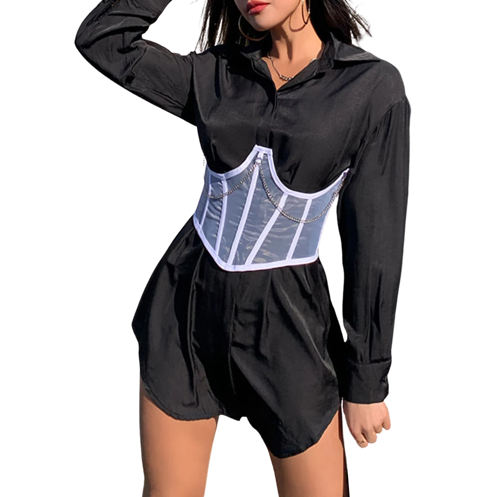 

Sexy Corset Underbust Women Gothic Corset Top Curve Shaper Modeling Strap Slimming Waist Belt Chain Lace Corsets Bustiers