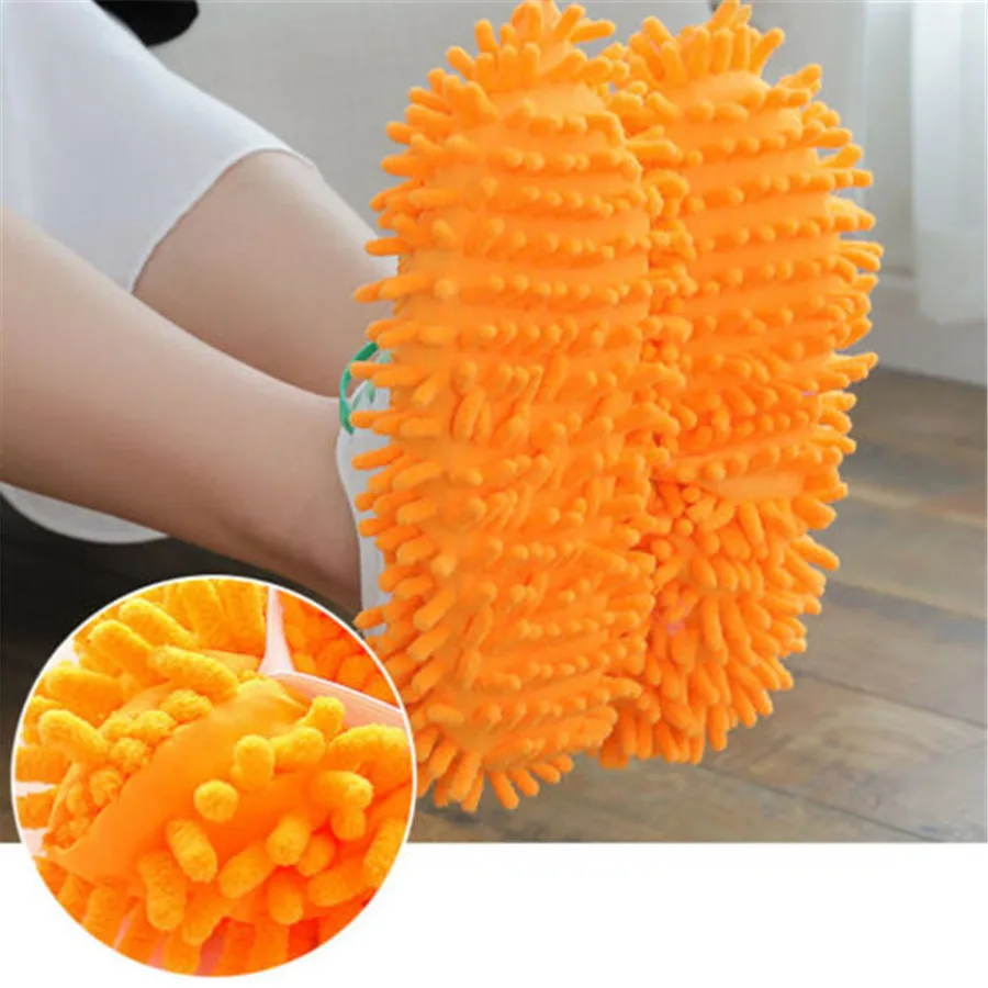

2X Floor Dust Chenille Cleaning Slipper Lazy Shoes Cover Mop Window Cleaner Home Cloth Clean Cover Microfiber Mophead Overshoes