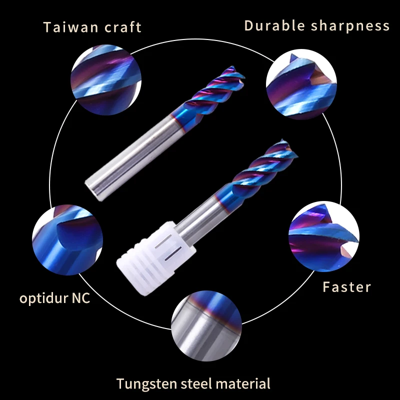 Фрезерная фреза ZGT HRC65 4 из карбида сплава Высококачественная 1 мм 3 5 12 |