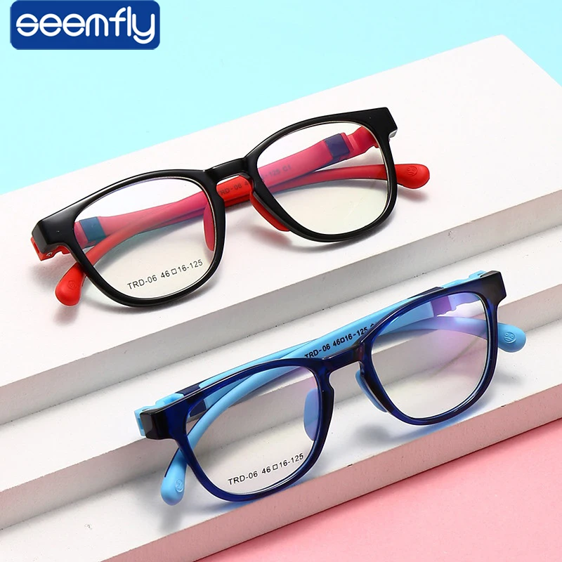 Очки для мальчиков seemfly TR90 силиконовые прозрачные серые розовые с защитой от