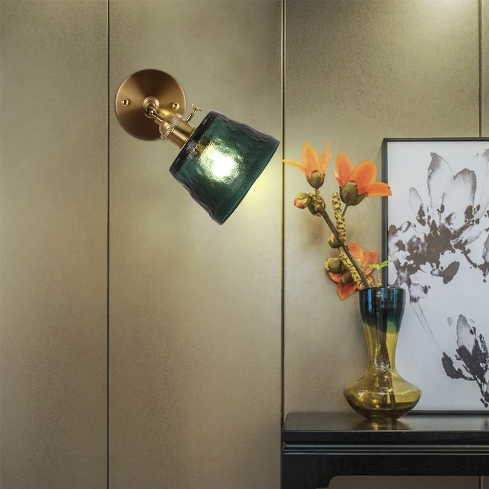

Artpad Elegant Nordic Green Wall Light with Heavy Glass Lampshade,E27 Rotatable Switch Wall Lamp for Bedroom Living Room Study