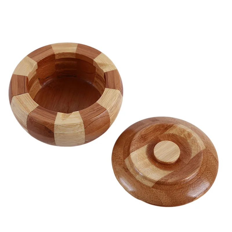 

New Style Creative Durable Portable Bamboo Ashtray With Lid Round Cigarette Accessories Natural Environmental Protection