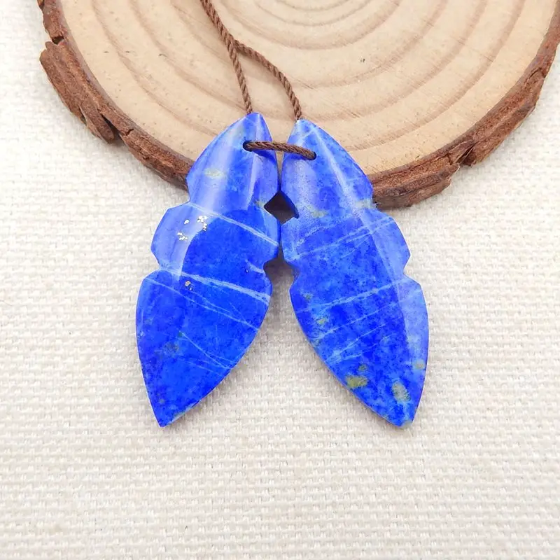 Серьги женские из натурального камня лазурита 36x14x4 мм 7 г | Украшения и аксессуары