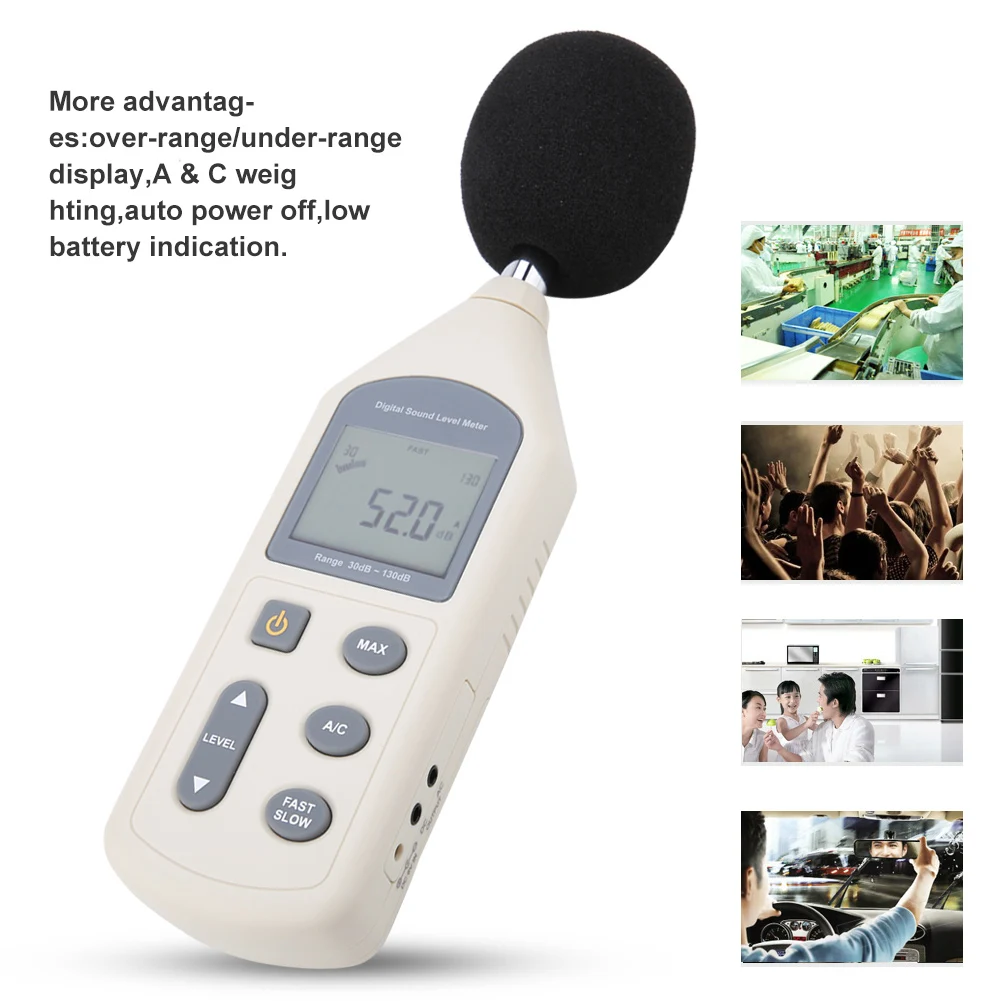 Портативный цифровой измеритель уровня звука 30 130 дБ|Шумомеры| |