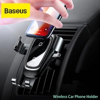baseus car phone holder 10w qi wireless charger for iphone x samsung s10 s9 s8 phone holder car phone power charger in air vent