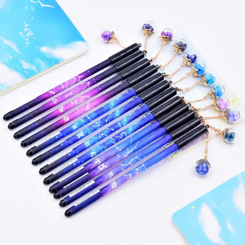 

Creative 12 Constellation Starry Sky Has Pendant Erasable Pens Primary School Student Dream Small Fresh Children Stationery Pens