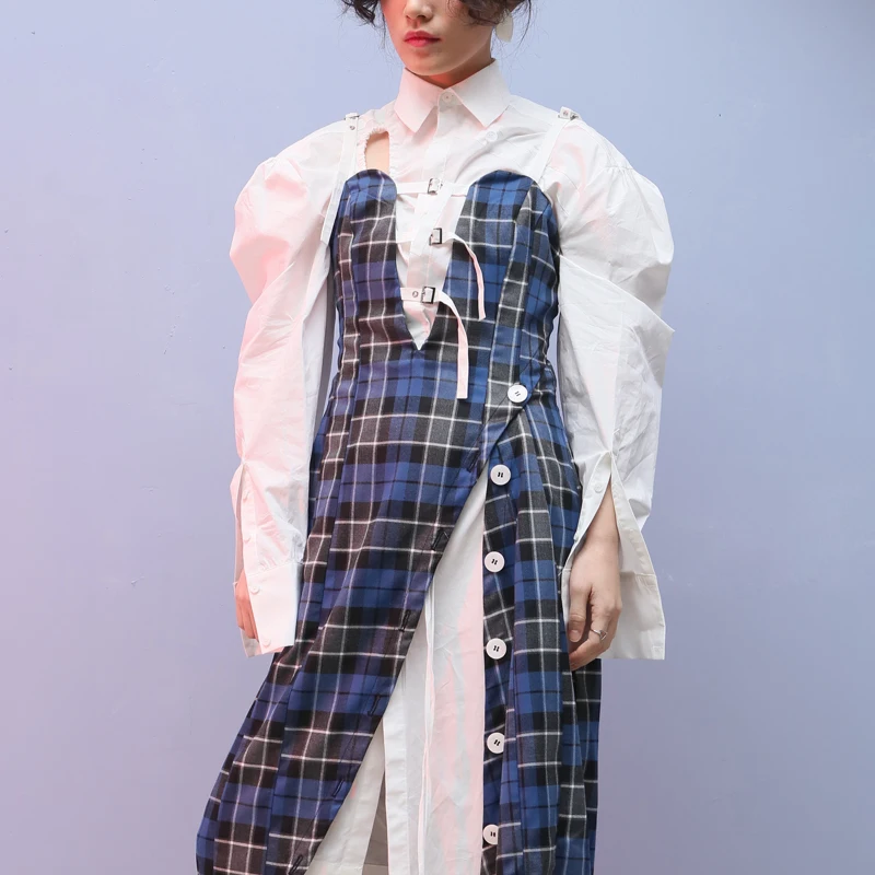 Женское платье без рукавов DEAT асимметричное однобортное с V образным вырезом