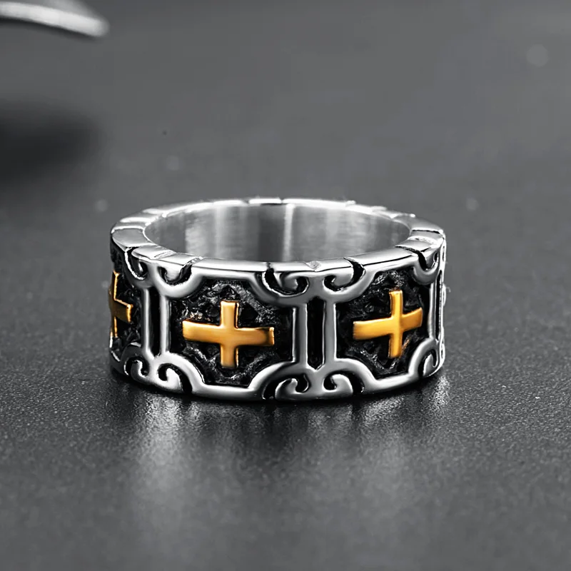 Valily классическое Ретро христианское Кольцо Крест Иисуса из нержавеющей стали