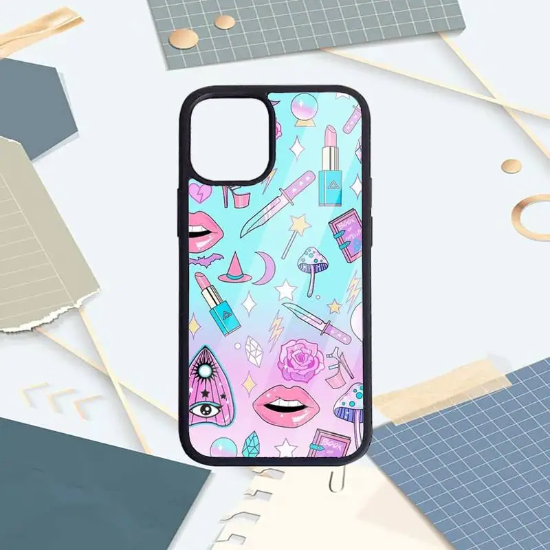 

Girly Pastel Witch Goth Phone Cases PC for iPhone 11 12 pro XS MAX 8 7 6 6S Plus X 5S SE 2020 XR Luxury brand shell funda