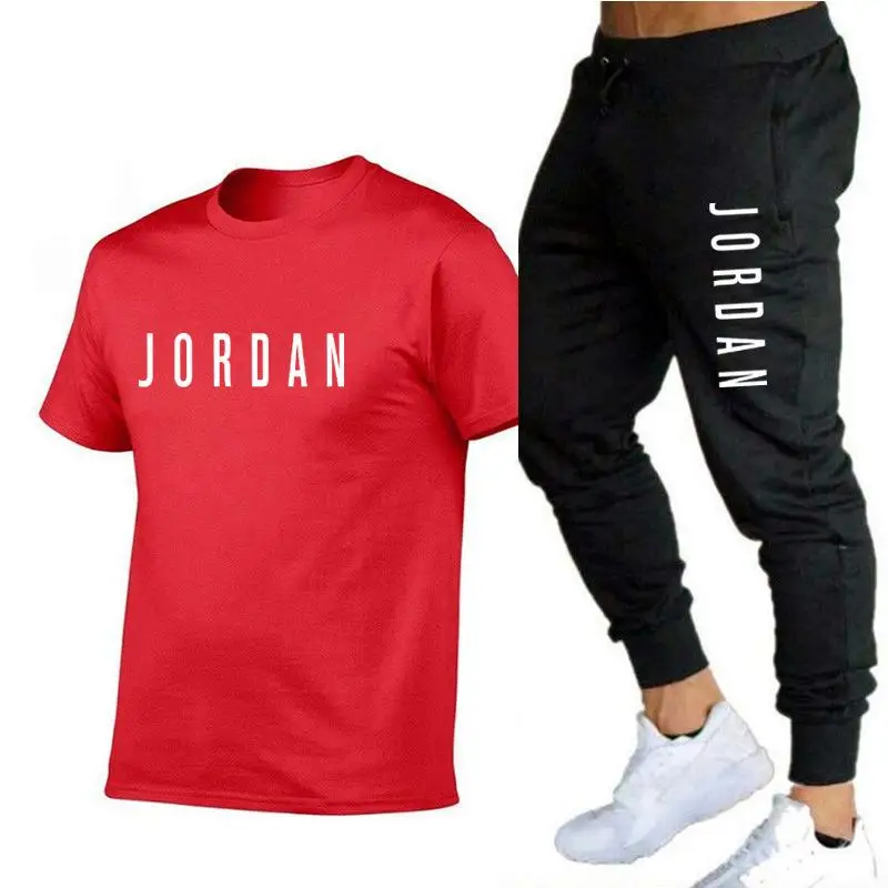 

Summer New Fashion Trend Men's Suit Personalized Fashion Printing Sports Short-sleeved T-shirt + Sports Casual Trousers Suit