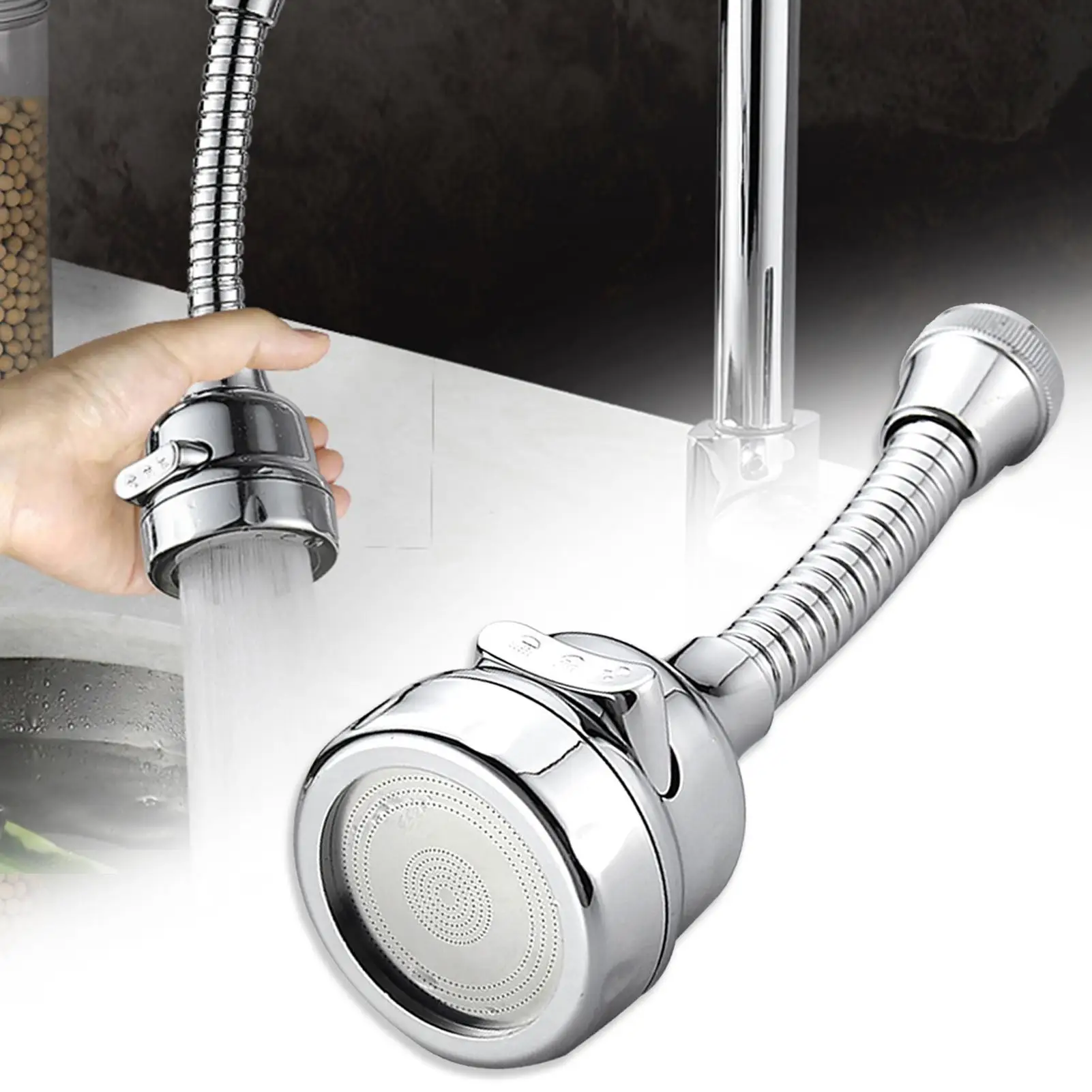 

360 Degree Rotatable Practical Convenient Durable Multi-occasional Water Saving Faucet Splash-proof Head Tap Nozzle Extender