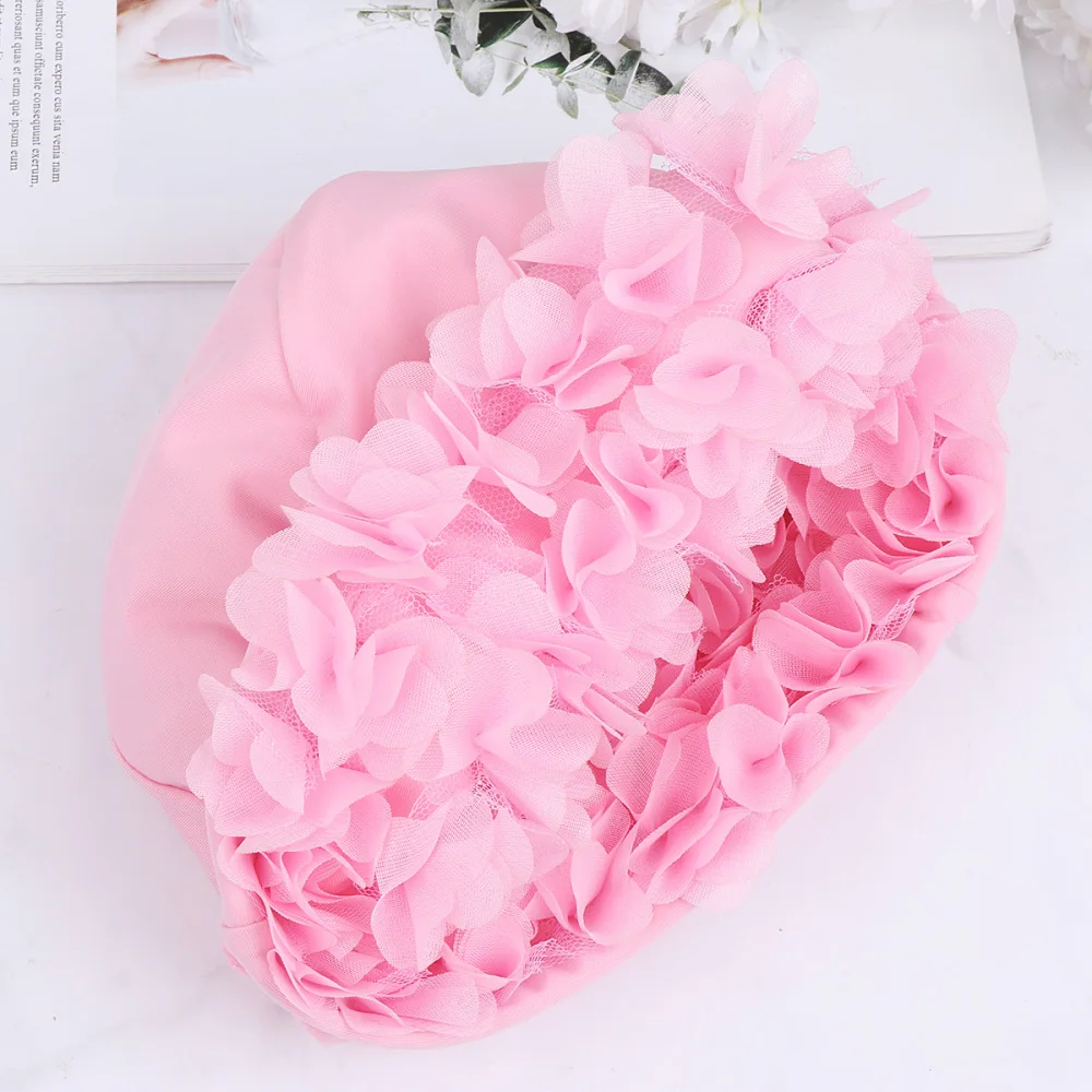 

3D Flower Petals Shaped Swim Cap Fashion Swimming Hat Adults Bathing Cap Black