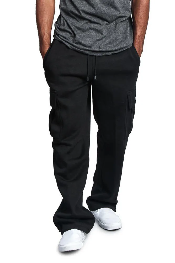 

Man Casual Fleece Pants Solid Heavyweight Sweatpants Jogging Cargo Pocket Fashion Sports Elastic Trousers