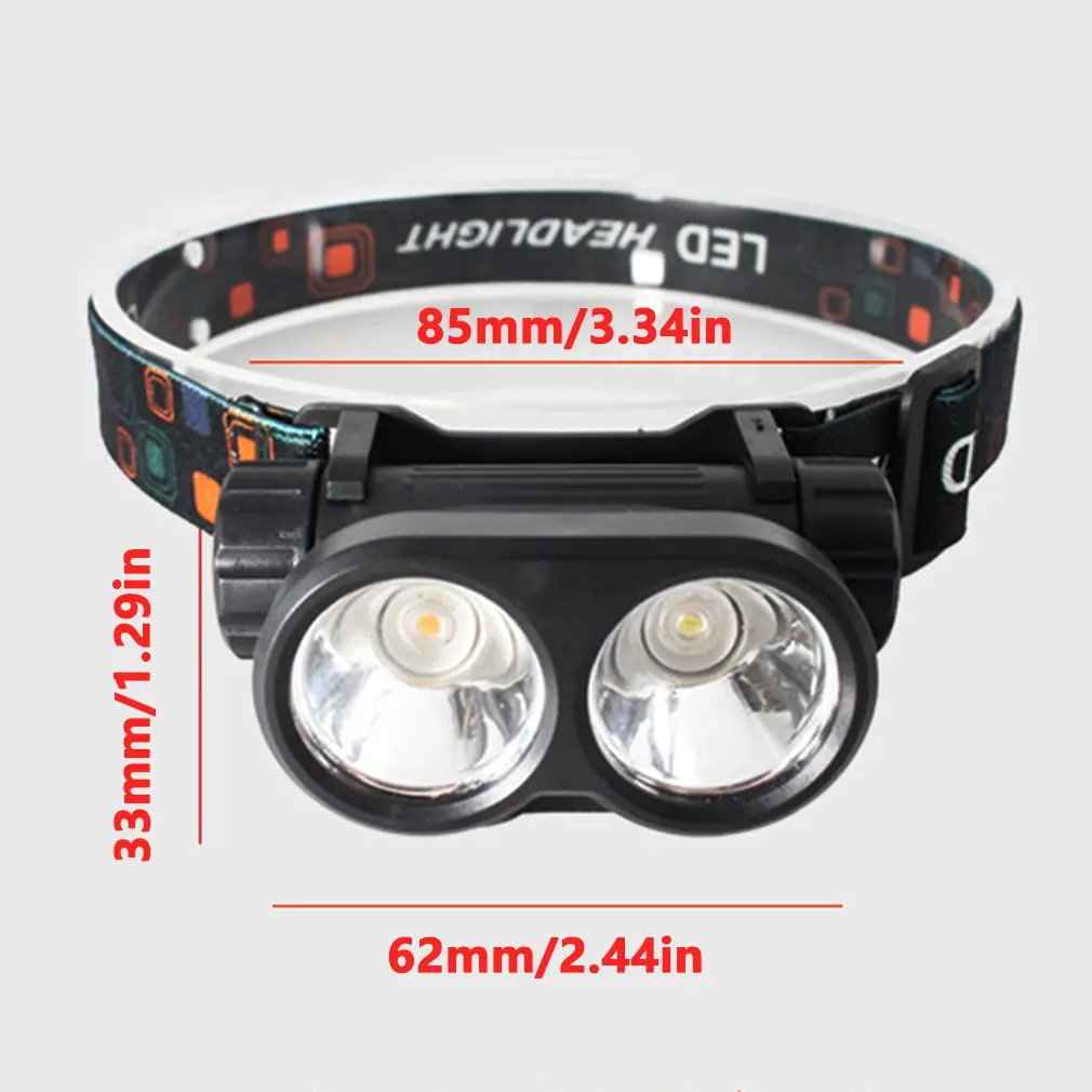 

USB Charging Adjustable Dual Light Source Night Fishing Headlight Adjustable Head-mounted Durable Headlight