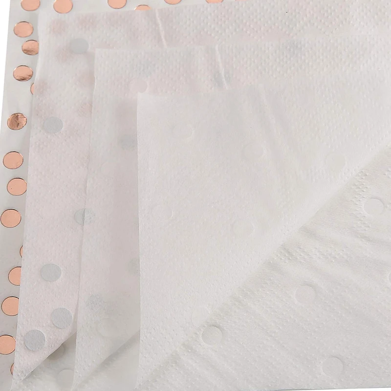 

Cocktail Paper Napkins Hot Stamped with Rose Gold Foil Polka Dotwhite Color Paper Napkin Widely Used in Bar, Coffee Shops, Party