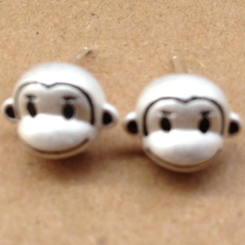 Милые серьги-гвоздики с обезьянкой для женщин ювелирные изделия женские