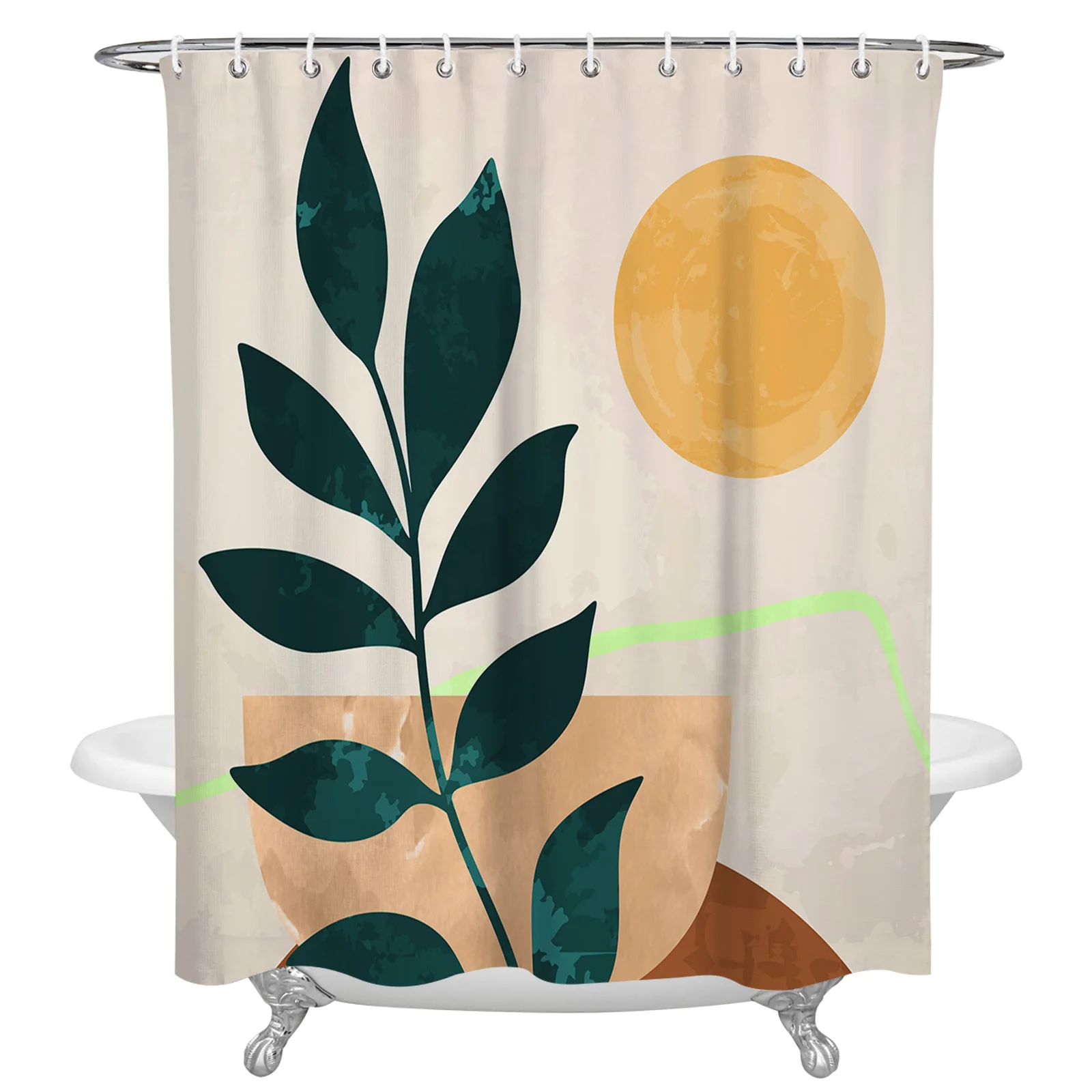 

Занавеска для душа с тропическими растениями, водонепроницаемая штора из полиэстера с крючком, абстрактное искусство, занавеска для ванной...