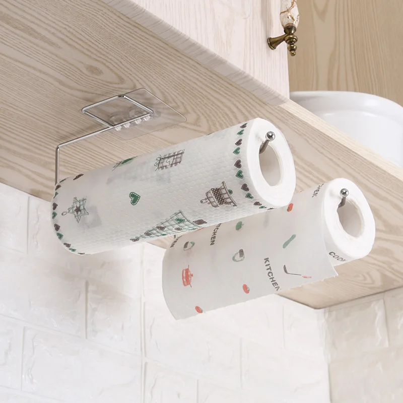 

Toilet Paper Holder Steel Wall-Mounted Kitchen Paper Roll Holder Self-Adhesive Towel Hanger Rack Stainless Steel Rag Hang Holder