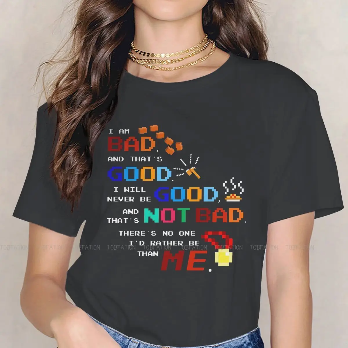 

No One I'd Rather Be Newest TShirts Arcade Game Girl Style 4XL T Shirt Round Neck Oversized