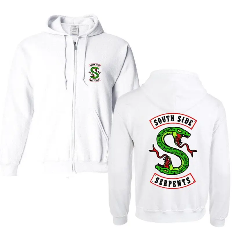 

2019 south side serpents Fashion Riverdale Men Hoodies Sweatshirts With Zipper Winter Autumn Jackets Men coat