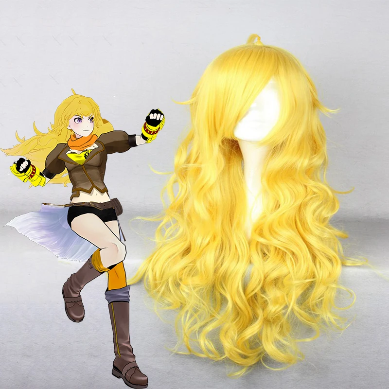 Аниме Косплей RWBY парики Yang Xiao/длинный парик для косплея синтетический волос