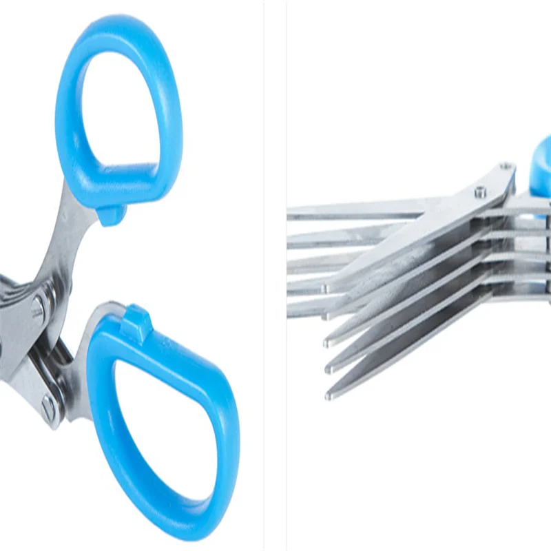 

1PC Multi Layers Stainless Steel Knives Multi-Layers KItchen Scissors Scallion Cutter Herb Laver Spices Multifunctional Tool