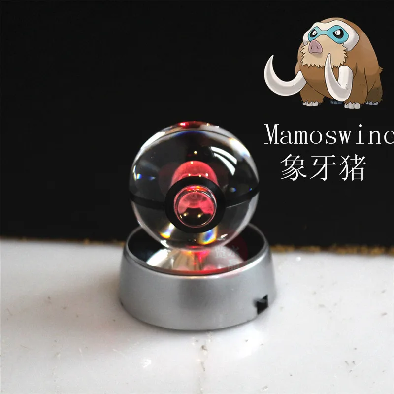 Стиль Pokemon Ball с гравировкой хрустальный шар для подарка с Led светильник - Цвет: mamoswine