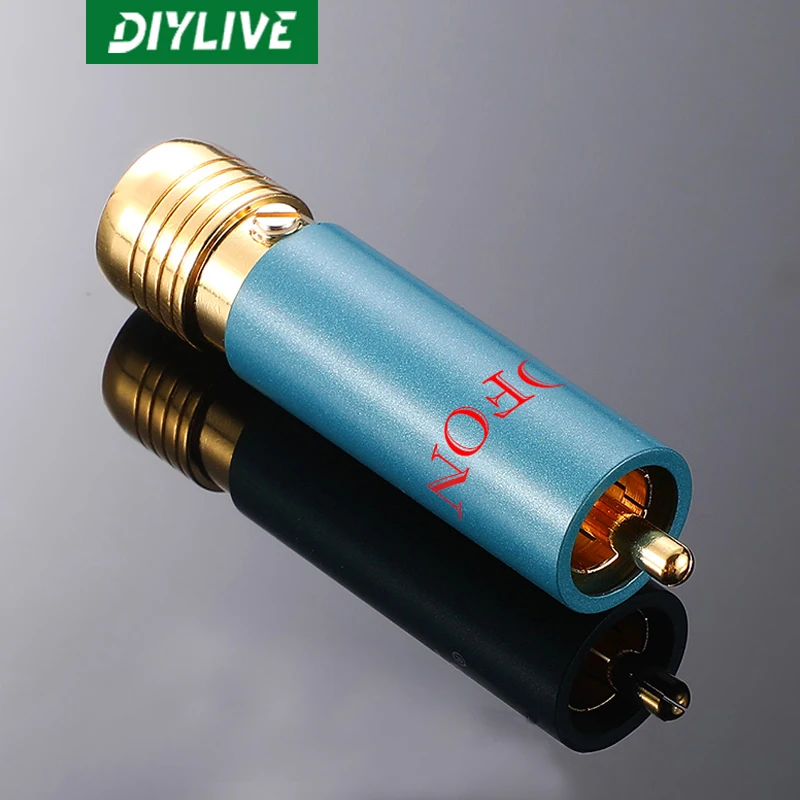 

DIYLIVE 2 pieces high wind ORTFON copper gold plated self-locking soldering free RCA plug audio signal cable lotus connector
