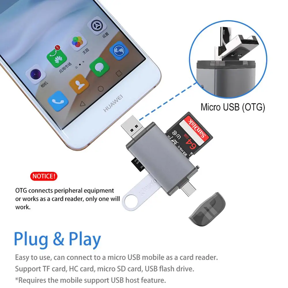 Док станция USB 3 0 кардридер для Macbook Type C мобильный OTG чтение TF карта SD usb накопитель