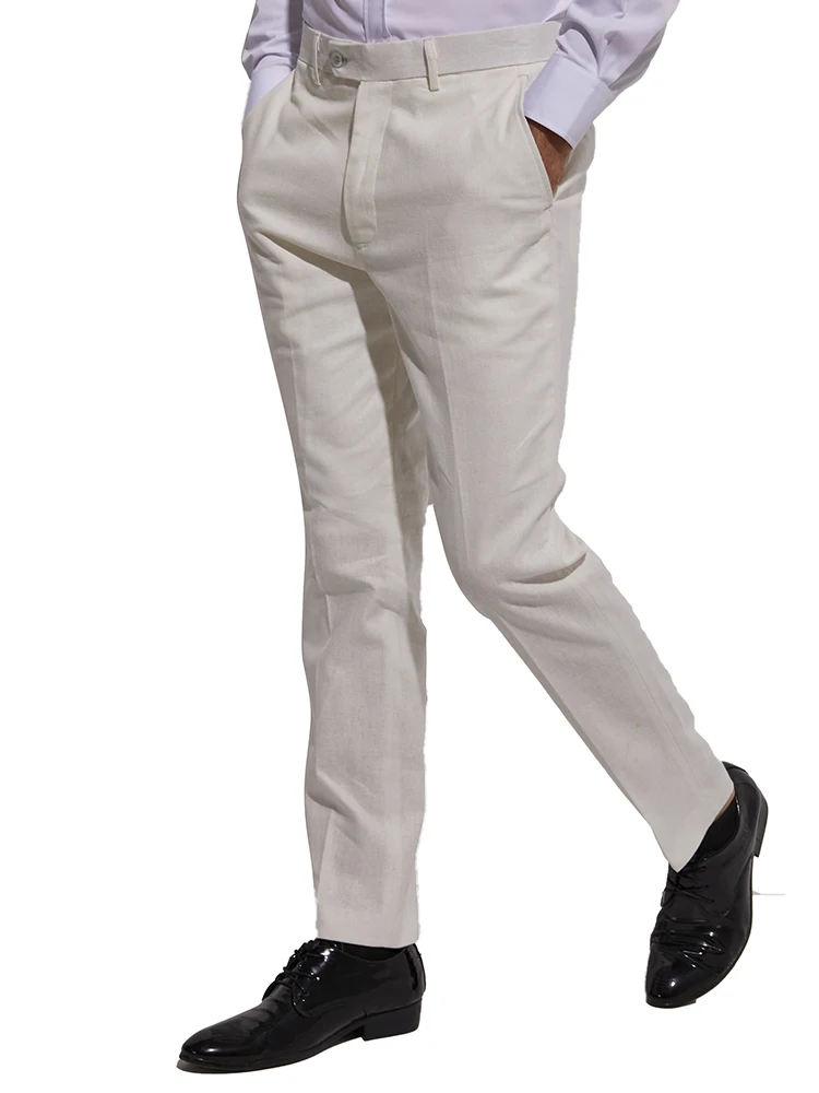 2021 pantaloni traspiranti in cotone di lino avorio traspirante pantaloni su misura tessuto altamente confortevole pantaloni su misura per l'estate fresca