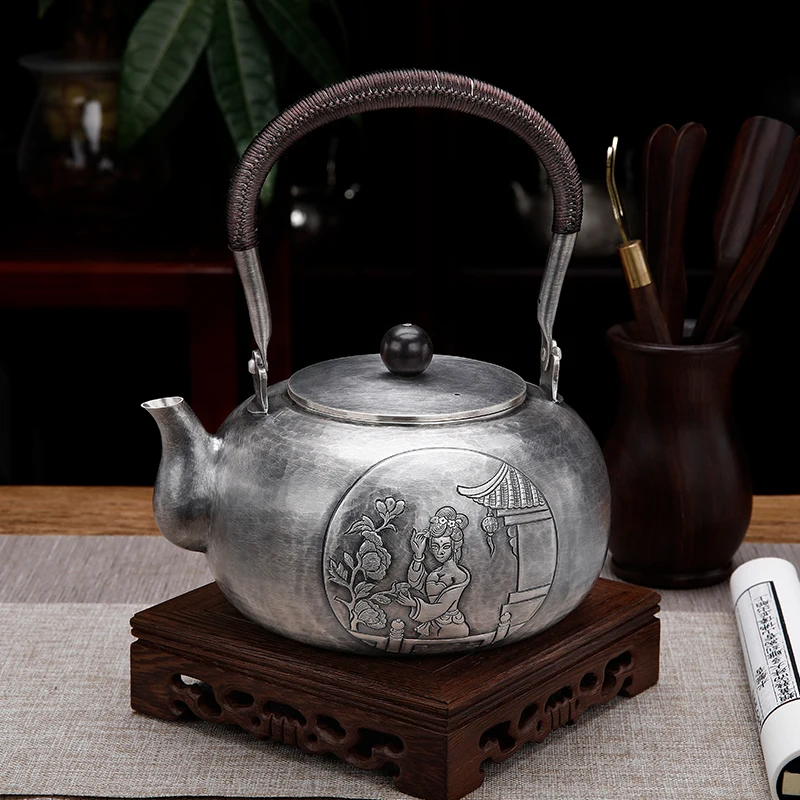 Серебряный чайник из чистого серебра 999 пробы для воды японский кунг-фу чайной