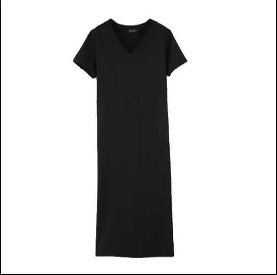 Платье женское средней длины с коротким рукавом повседневное V образным вырезом