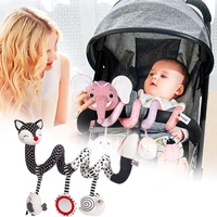 baby hanging rattles mobile cartoon bed stroller toys spiral plush infant squeaky hand bells toy toddler