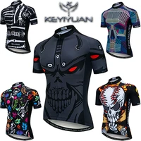 keyiyuan 2021 new summer mens triathlon cycling jersey skull short sleeve cycling equipment camisa de ciclismo maillots
