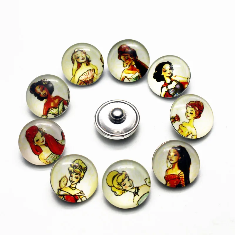 

18mm Audrey Hepburn Face Pattern Button Print Star Glass Snap Buttons Charms Fit DIY Bracelet&Bangle Jewelry