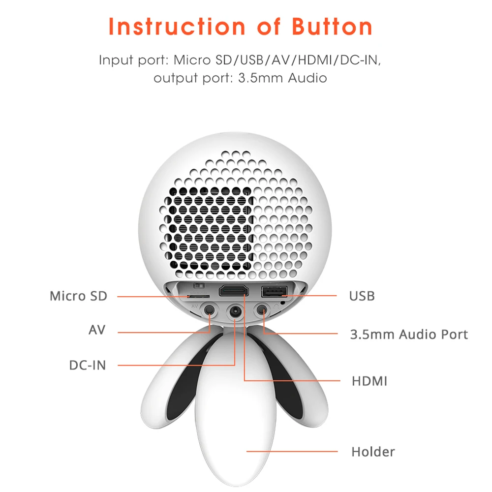 

LED Smart Multimedia Projector HDMI/AV/USB/TF LCD Projector Multimedia Media Player Home Theater HD Projector 480 272