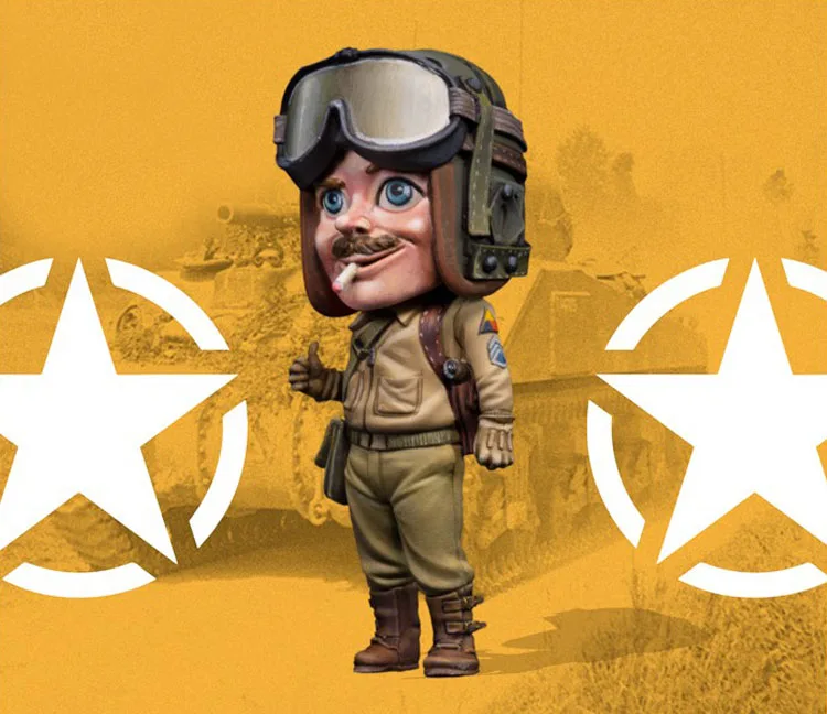 1/35 35 мм Монтажный Набор фигурок из смолы, мультяшный танкер