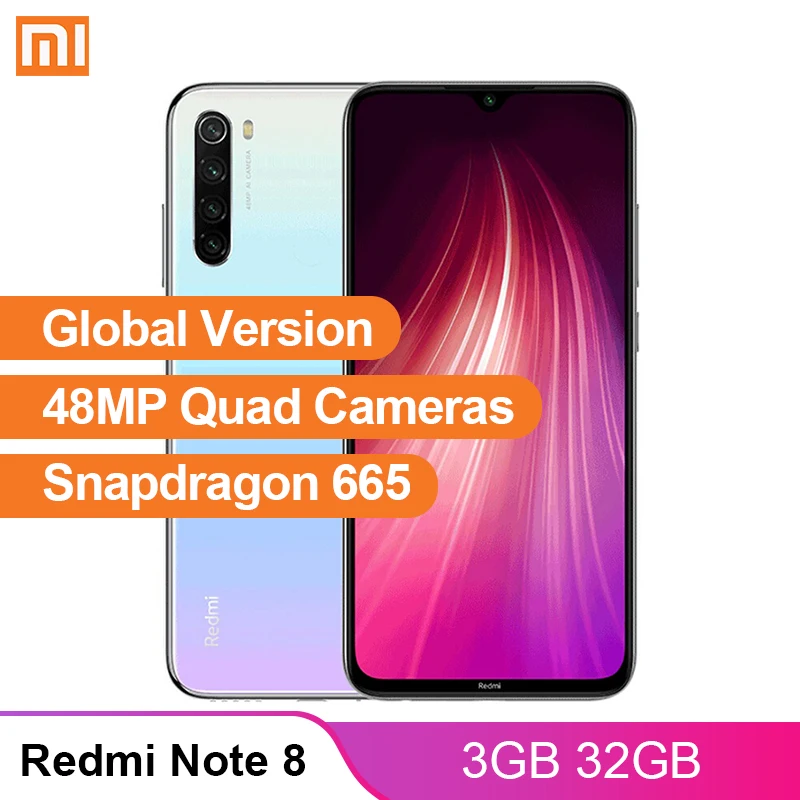 Глобальная версия смартфона Xiaomi Redmi Note 8 3 ГБ 32 мобильный телефон 6 дюймовый экран 48