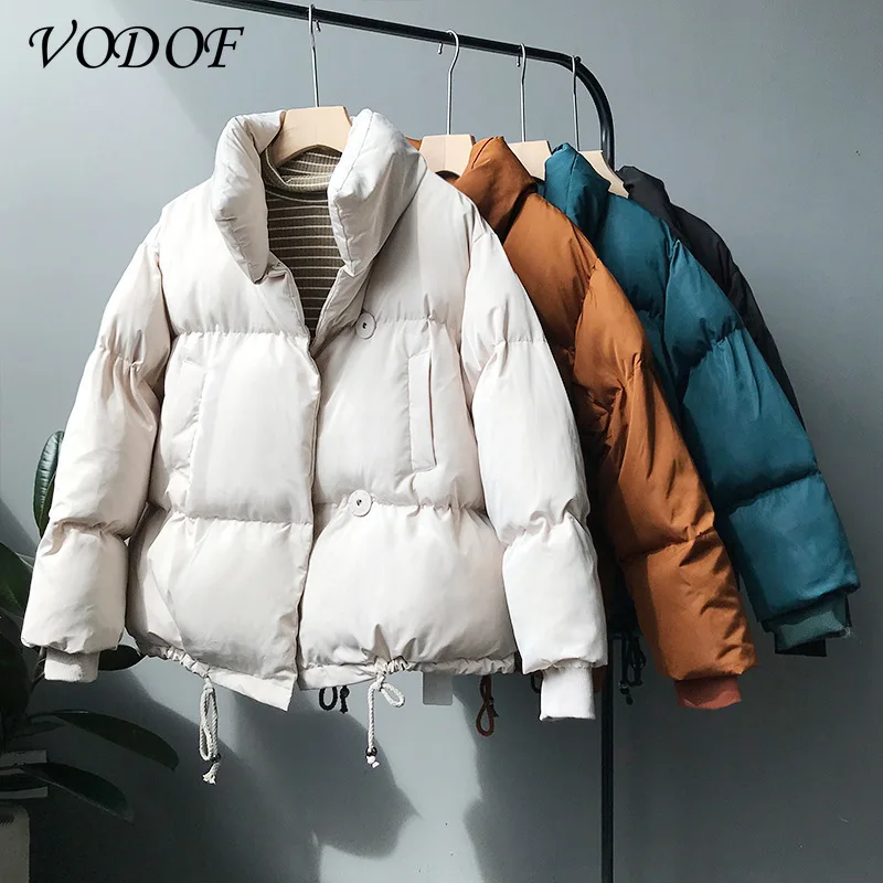 VODOF 2021 Winter Jacket Women Parkas Female Hip Hop Streetwear Thick Loose Casual Jacket Warm Winter Coat Women