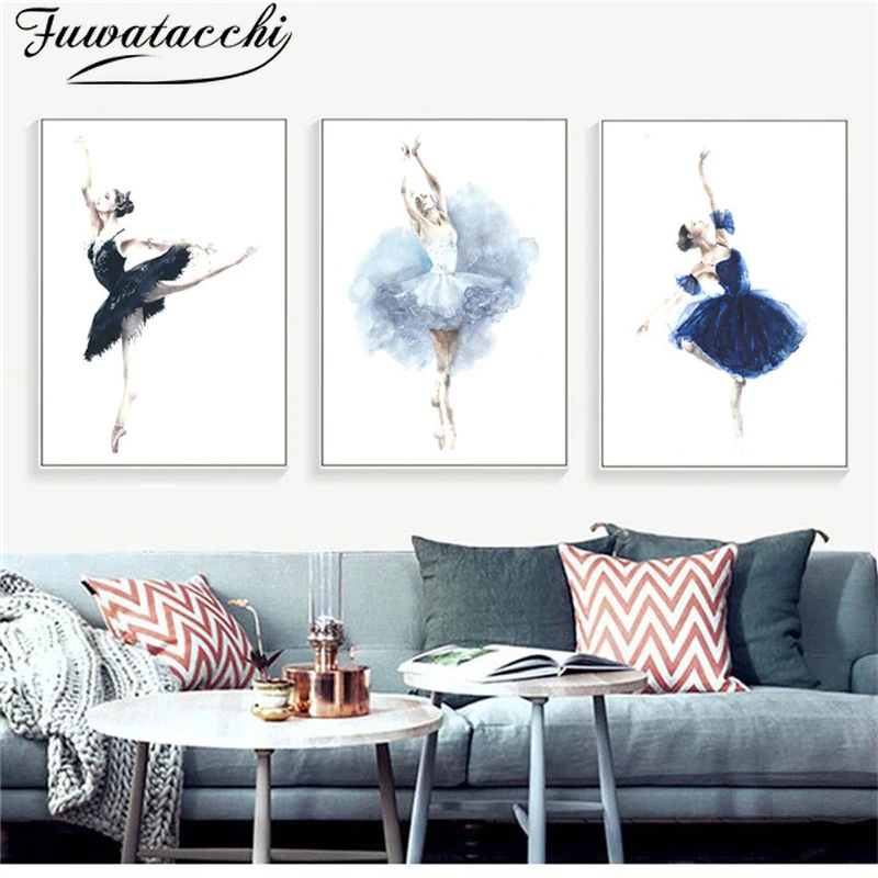 Fuwatacchi картина маслом балета настенные художественные плакаты и принты холст